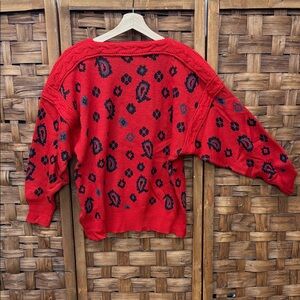 Vintage Unique Red Patterned Women's Sweater